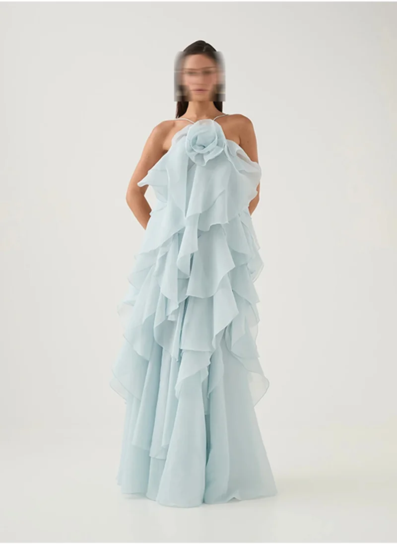 Madam Uniq French Vacation Style Beach Ruffle Hem Sleeveless Strappy Dress - Solid Color Summer Maxi Dress