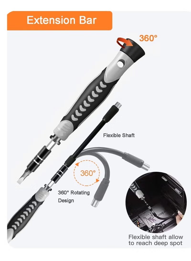 ELTRAZONE 130 in 1 Precision Screwdriver Set with 120 Bits, Magnetic Small Screwdriver Kit with Tweezers, Flat Phillips, Torx, Pentalobe & Star Bits for Phone, Laptop, PC, Computer, Game Console & Electronics Repair - Image 3
