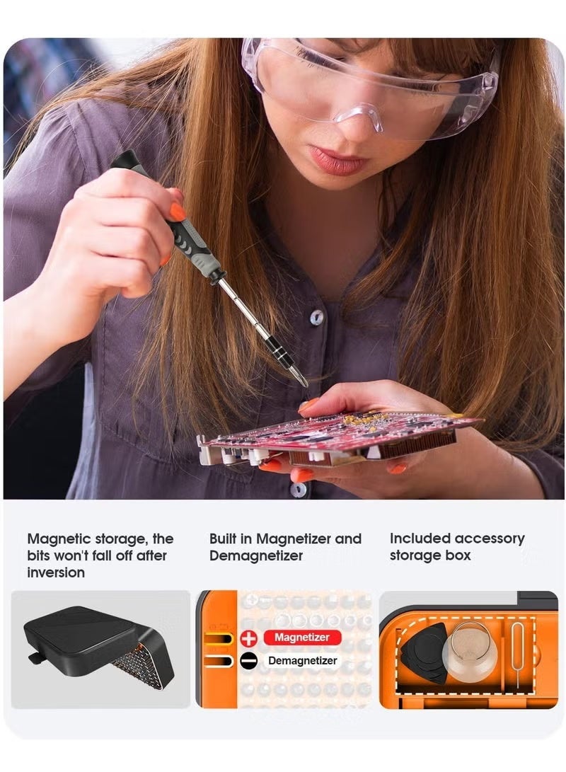 ELTRAZONE 130 in 1 Precision Screwdriver Set with 120 Bits, Magnetic Small Screwdriver Kit with Tweezers, Flat Phillips, Torx, Pentalobe & Star Bits for Phone, Laptop, PC, Computer, Game Console & Electronics Repair - Image 2