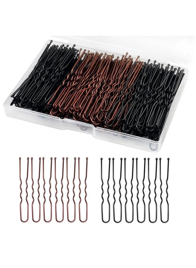 وسيكس دبابيس شعر على شكل حرف U، 200 قطعة، 2.4 بوصة، دبابيس شعر للكعك، دبابيس كعكة الشعر، دبابيس شعر كعكة مع صندوق تخزين للنساء والفتيات وتسريحات شعر الزفاف (أسود + بني) - Image 1