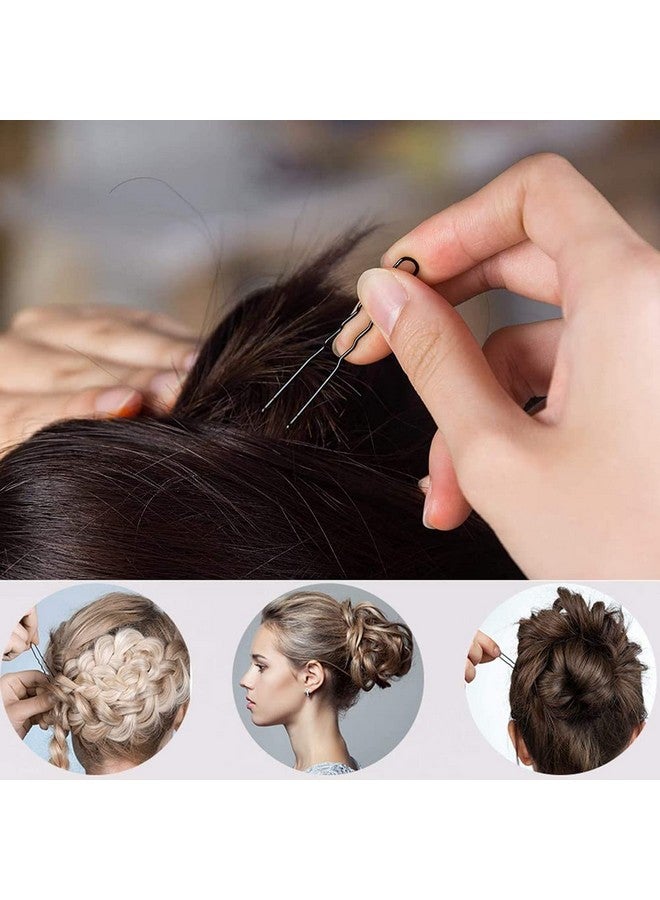 وسيكس دبابيس شعر على شكل حرف U، 200 قطعة، 2.4 بوصة، دبابيس شعر للكعك، دبابيس كعكة الشعر، دبابيس شعر كعكة مع صندوق تخزين للنساء والفتيات وتسريحات شعر الزفاف (أسود + بني) - Image 5