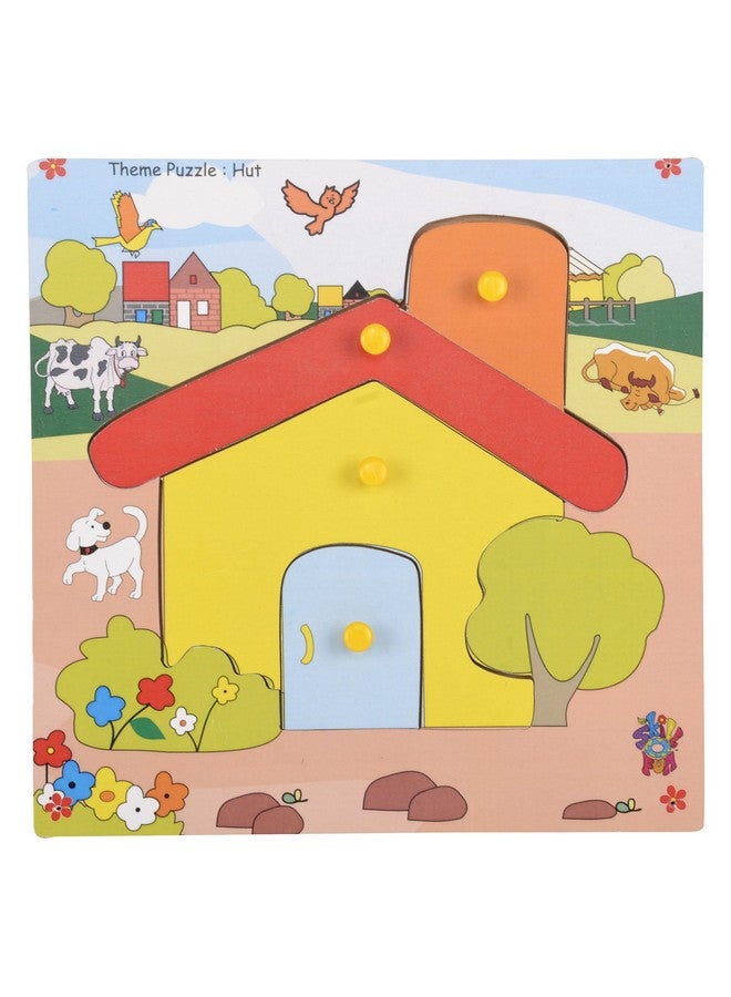 Skillofun - TPS-21 Wooden Theme Puzzle Standard Hut Knobs, Multi Color - Image 1