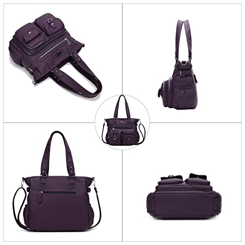 KL928 Large Purses for Women Shoulder Bag Tote Handbags Stylish Vegan Leather Hobo Bags Ladies, A-Purple - Image 3