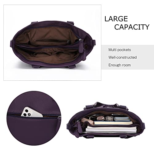KL928 Large Purses for Women Shoulder Bag Tote Handbags Stylish Vegan Leather Hobo Bags Ladies, A-Purple - Image 5