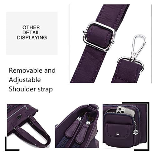 KL928 Large Purses for Women Shoulder Bag Tote Handbags Stylish Vegan Leather Hobo Bags Ladies, A-Purple - Image 4