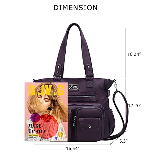 KL928 Large Purses for Women Shoulder Bag Tote Handbags Stylish Vegan Leather Hobo Bags Ladies, A-Purple - Image 2