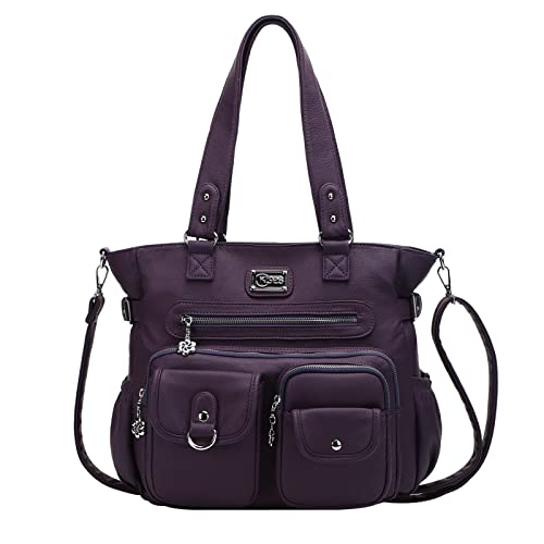 KL928 Large Purses for Women Shoulder Bag Tote Handbags Stylish Vegan Leather Hobo Bags Ladies, A-Purple - Image 1