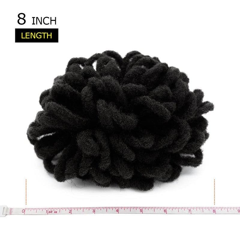 KGBFASS Loc Petal Bun Dreadlock Drawstring Ponytail Curly Faux Locs Braided Ponytail Clip in Chignon Scrunchies Hairpiece for Black Women (Black) - Image 4