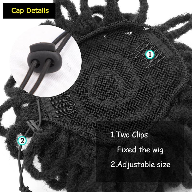 KGBFASS Loc Petal Bun Dreadlock Drawstring Ponytail Curly Faux Locs Braided Ponytail Clip in Chignon Scrunchies Hairpiece for Black Women (Black) - Image 5