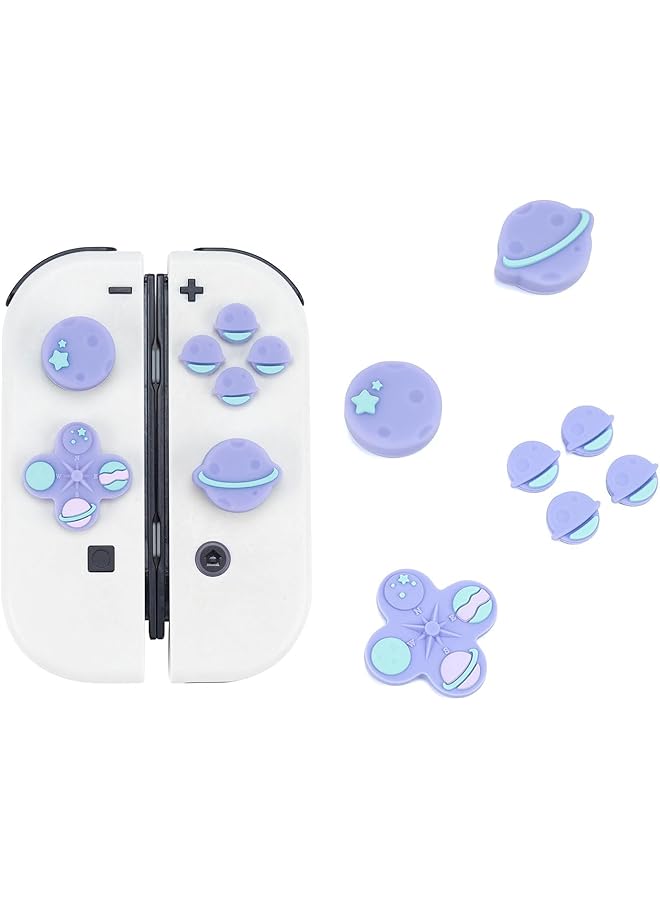 GEEKSHARE Cute Cross D Pad Button Caps Silicone Thumb Grips Set Abxy Key Buttons Sticker Joystick Cover Caps Compatible With Switch/Oled Happy Planet - Image 1