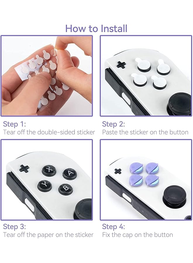 GEEKSHARE Cute Cross D Pad Button Caps Silicone Thumb Grips Set Abxy Key Buttons Sticker Joystick Cover Caps Compatible With Switch/Oled Happy Planet - Image 4