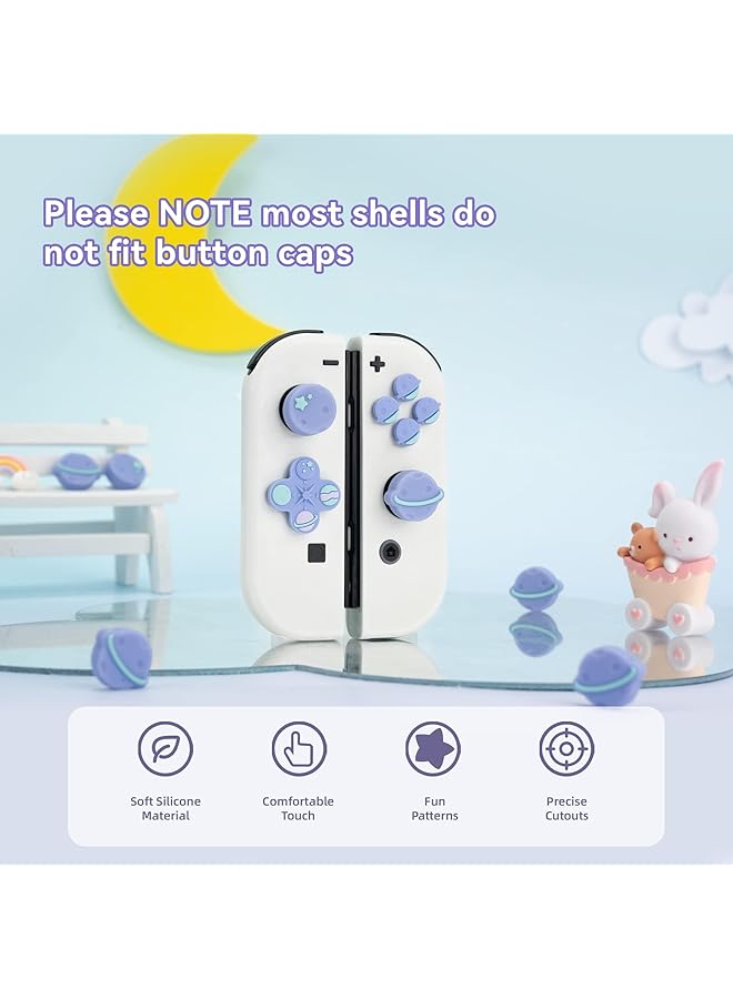 GEEKSHARE Cute Cross D Pad Button Caps Silicone Thumb Grips Set Abxy Key Buttons Sticker Joystick Cover Caps Compatible With Switch/Oled Happy Planet - Image 2