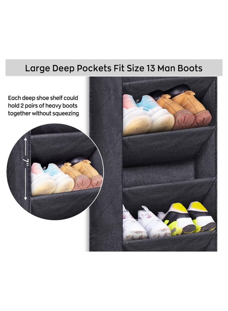 8 Tier Over The Door Shoe Organizer for Closet with Large Deep Pockets, Narrow Shoe Rack for Door Hanging Boots Storage, Hanging Storage Closet Door Organizer  - Image 3
