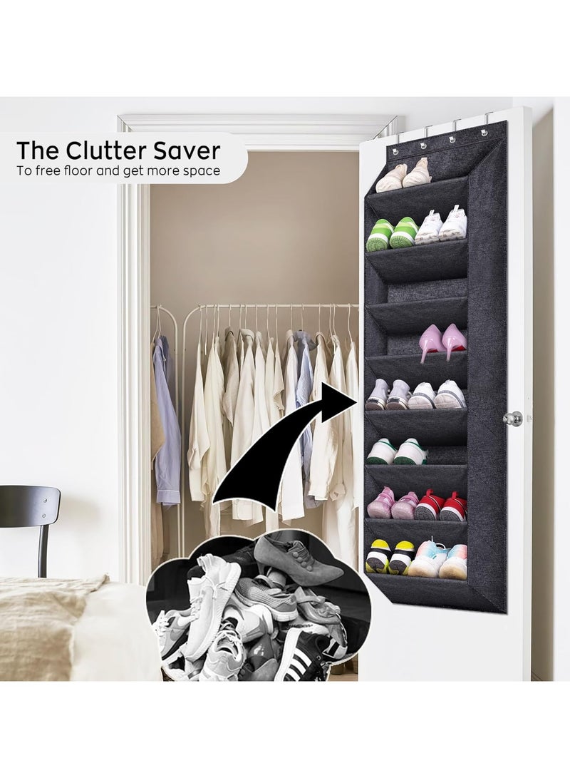 8 Tier Over The Door Shoe Organizer for Closet with Large Deep Pockets, Narrow Shoe Rack for Door Hanging Boots Storage, Hanging Storage Closet Door Organizer - Image 5