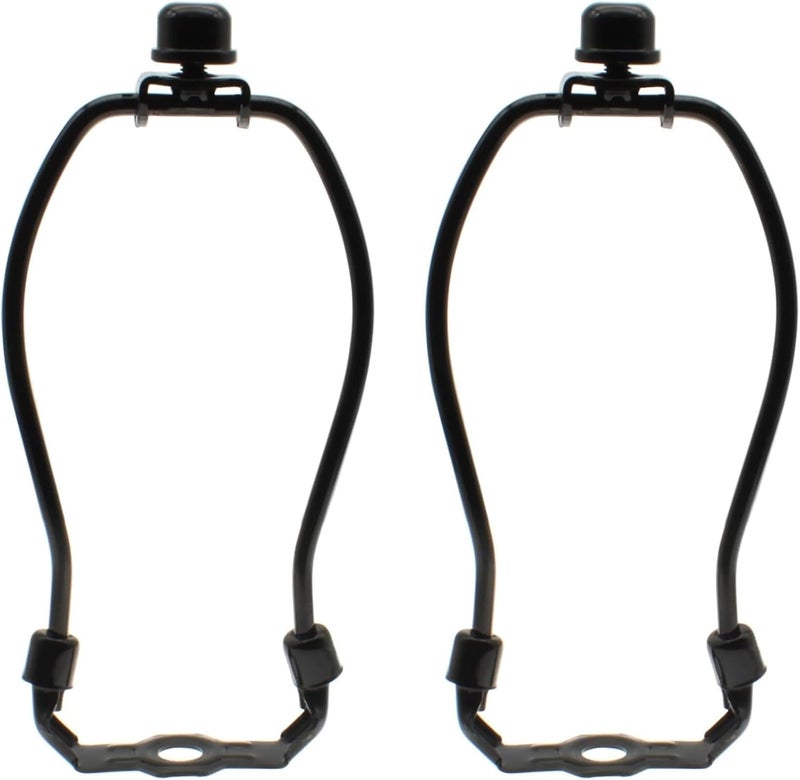OZXNO 8 Inch Lamp Shade Harp Holder 2-Pack Heavy Duty Horn Frame Lamp Shade Bracket with Light Base and Solid Lamp Finial DIY Lighting Replacement Accessories for Table/Floor Lamps (Black) - Image 1