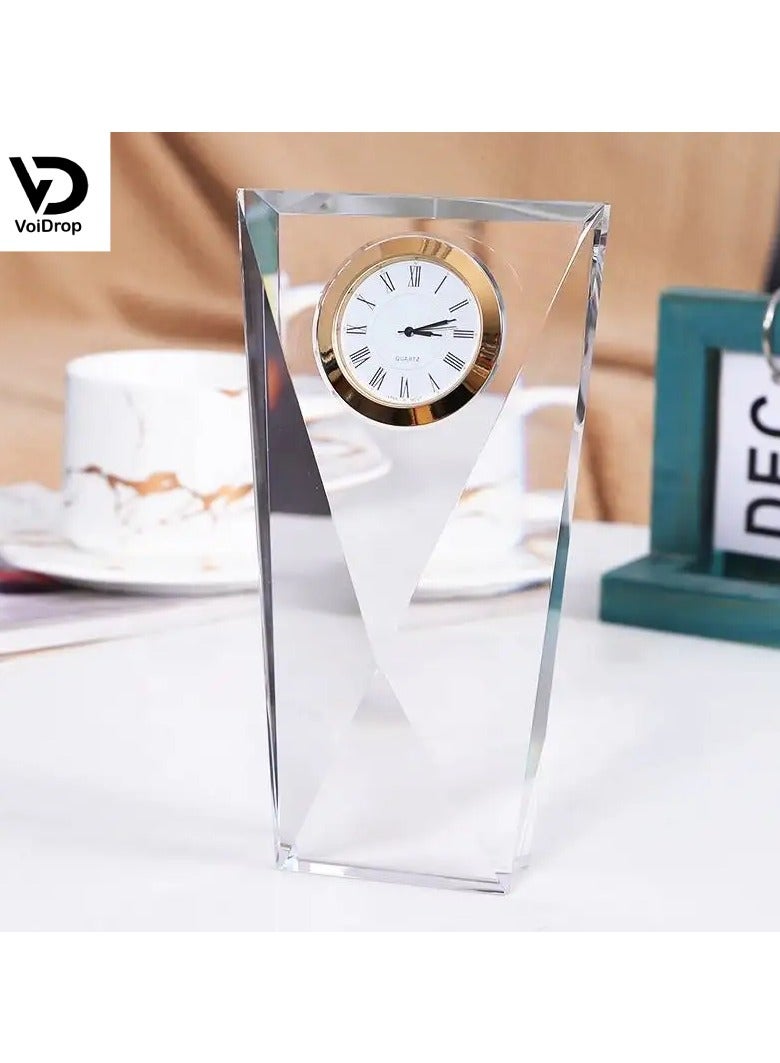Transparent Mechanical Clock Crystal Personalized Shelf Timepiece Table Clock Service Award Business Promotion And Wedding Present Crystal Clock Tower Shape Gold - Image 5