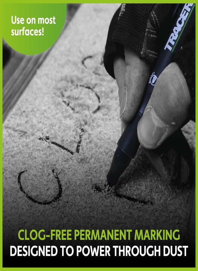 TRACER Clog-Free Construction Marker Kit with Holster for Concrete Marking and Construction applications - perfect for shiny and dusty surfaces - Black, Blue, and Red Construction Pens - Image 5