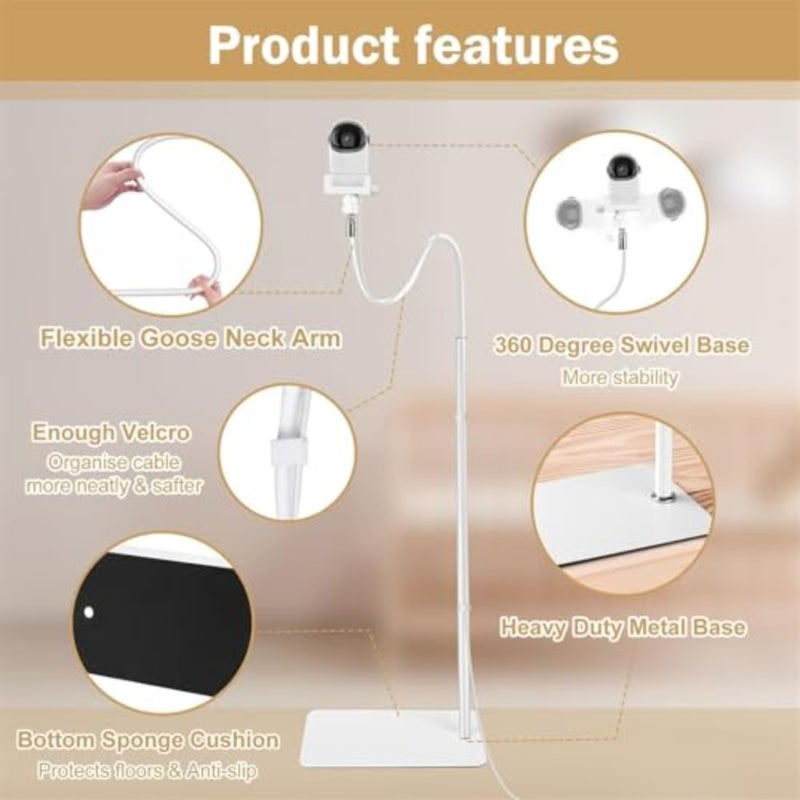 Baby Monitor Floor Stand Holder for home use, aluminum alloy, black, adjustable height up to 180CM with 360 rotation - Image 3