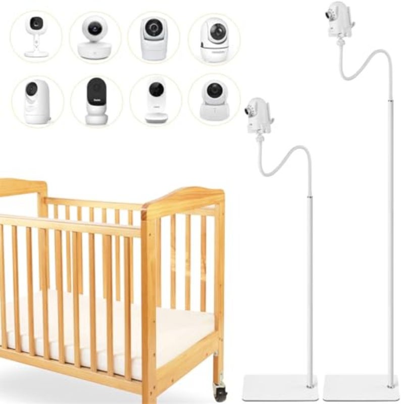 Baby Monitor Floor Stand Holder for home use, aluminum alloy, black, adjustable height up to 180CM with 360 rotation - Image 1