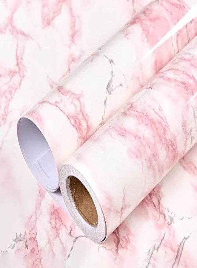 tiltil Glossy White/Pink Marble Contact Paper for Countertop Granite Wallpaper 15.8"×78.7" Marble Peel and Stick Wallpaper Self-Adhesive Removable Wallpaper of Kitchen Waterproof Easy to Clean Vinyl FilmRoll - Image 1