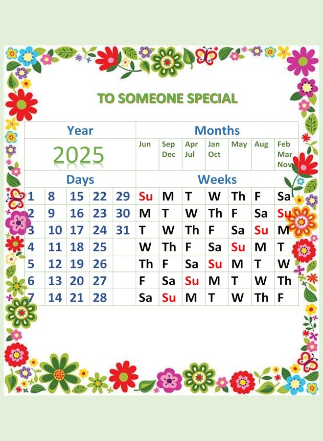 Educational Chart 2025, Months, Weeks, Days, A4 Size, Trendy One Page Design, Multicolour 2 copies - Image 2