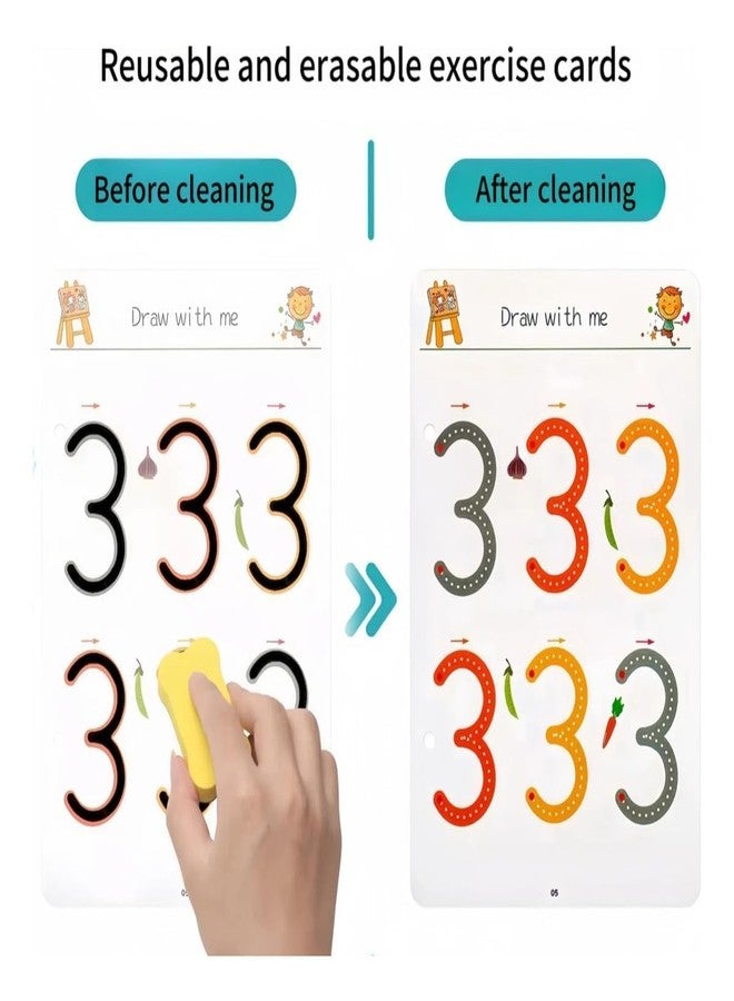 HIYON Reusable Alphabet & Number Tracing Practice Copybook Kit with Magic Pen | Preschool Handwriting & Pen Control Workbook for Kids 3-8 Years | Montessori Lines & Shapes Book (64 Pages) - Image 5