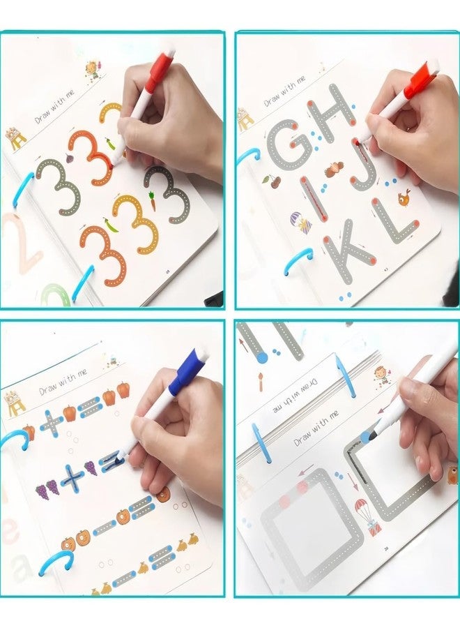 HIYON Reusable Alphabet & Number Tracing Practice Copybook Kit with Magic Pen | Preschool Handwriting & Pen Control Workbook for Kids 3-8 Years | Montessori Lines & Shapes Book (64 Pages) - Image 3