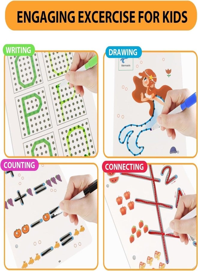 HIYON Reusable Alphabet & Number Tracing Practice Copybook Kit with Magic Pen | Preschool Handwriting & Pen Control Workbook for Kids 3-8 Years | Montessori Lines & Shapes Book (64 Pages) - Image 4