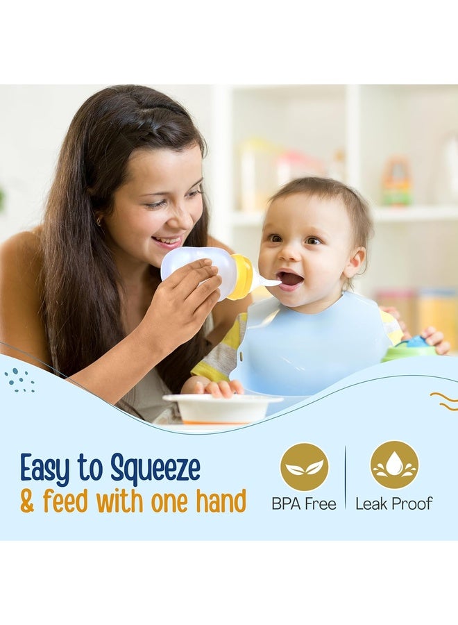 Luvlap Feeding Spoon with Squeezy Food Grade Silicone Feeder Bottle, for Infant Baby, 180ml, BPA Free - Image 3