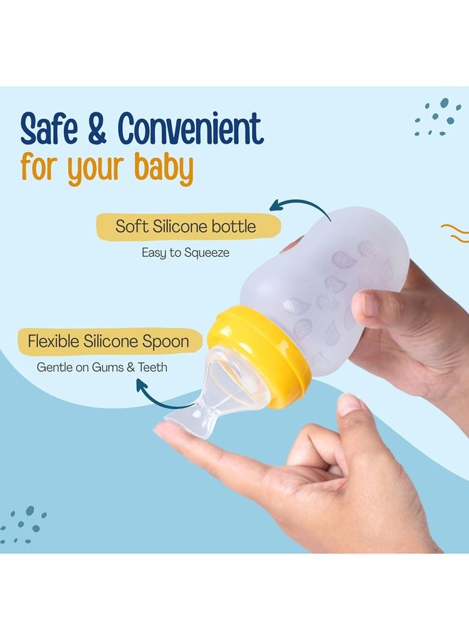 Luvlap Feeding Spoon with Squeezy Food Grade Silicone Feeder Bottle, for Infant Baby, 180ml, BPA Free - Image 4