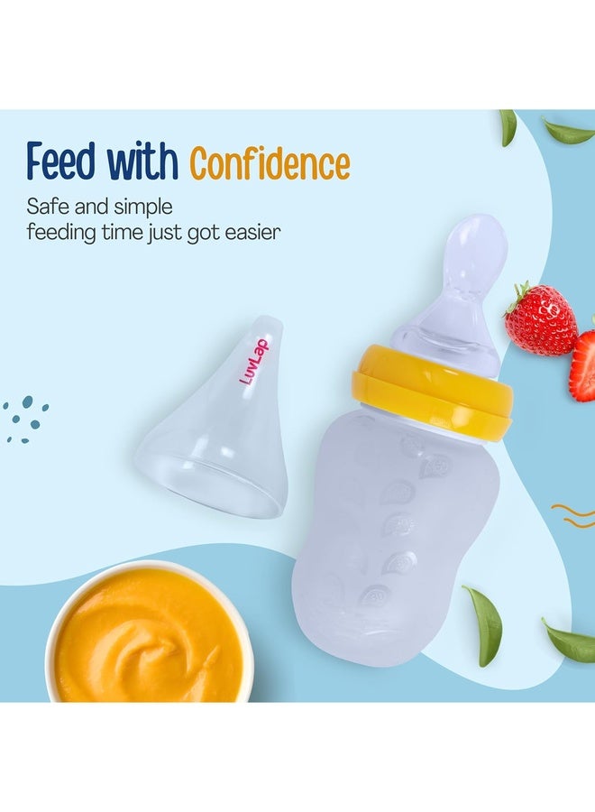 Luvlap Feeding Spoon with Squeezy Food Grade Silicone Feeder Bottle, for Infant Baby, 180ml, BPA Free - Image 5