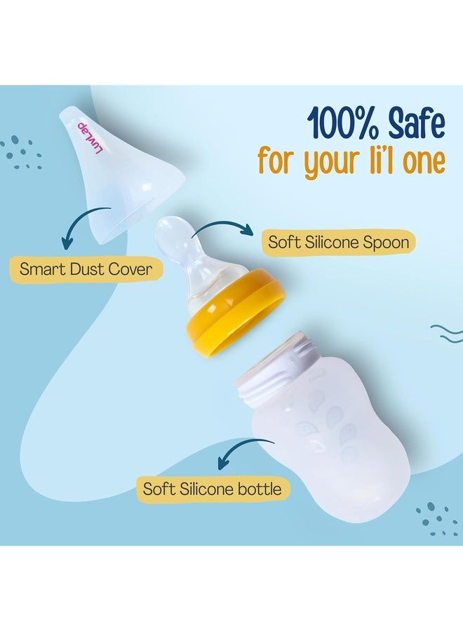 Luvlap Feeding Spoon with Squeezy Food Grade Silicone Feeder Bottle, for Infant Baby, 180ml, BPA Free - Image 2