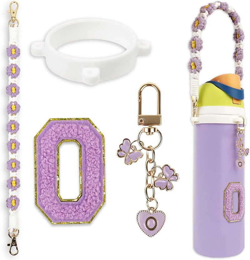 SITKOL Cute Letter Charm Set Compatible with Owala Water Bottle 24 oz, 32 oz, 40 oz, Owala Kids, Owala Coffee Tumbler, Owala FreeSip – Includes Handle Strap, for Owala Accessories & Stanley Cup Accessories - Image 1