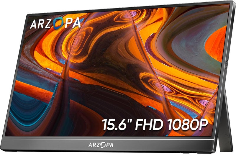 ARZOPA Portable Monitor 15.6'' FHD 1080P - Ultra-Slim Portable Laptop Monitor with Kickstand - IPS Display for PC, MAC, Phone, Xbox, PS5 - USB C & HDMI Connectivity - A1 - Image 1