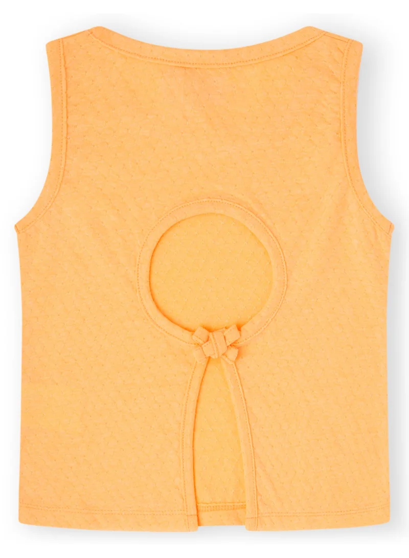 CANADA HOUSE Soft and Comfortable Printed Orange Cotton Sleevless T-shirt for Girls