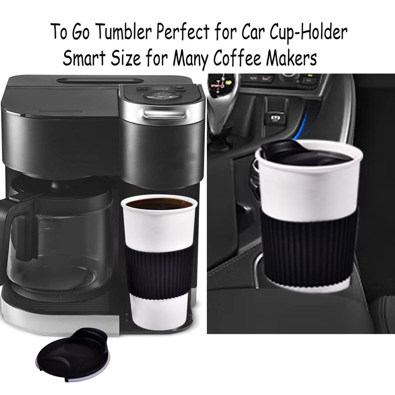 fMSDD Ceramic Travel Coffee Mug with Non-Slip Silicone Sleeve, and Slider Lid, Daily Reusable Cup, 12 oz, Black - Image 5