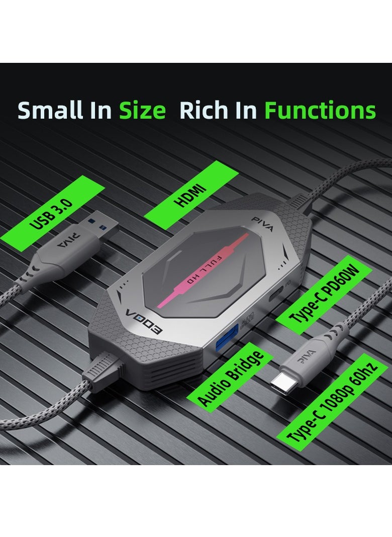 piva BIVA VD03 Power Adapter High quality integrated capture card provides high-speed transmission without delay Long-term stable live streaming 60W fast charging Compatible with Type-C mobile phones, iPhone 15, 16, iPad, computer  - Image 5