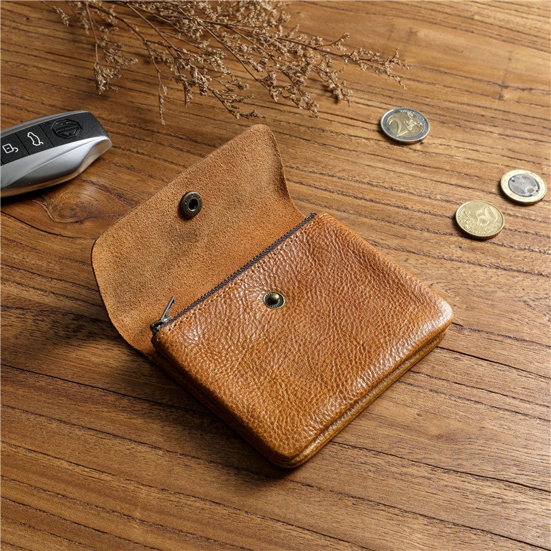 Men's Minimalist Bifold Wallet Genuine Top Grain Leather Short Wallet with Expansion Capacity, Coin Pocket, Daily Carry - Image 3