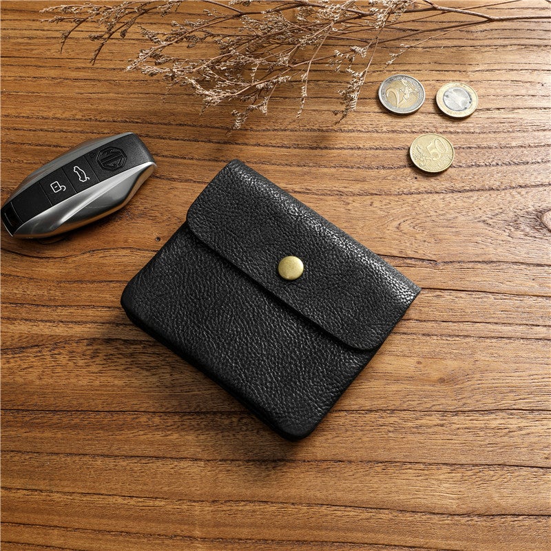 Men's Minimalist Bifold Wallet Genuine Top Grain Leather Short Wallet with Expansion Capacity, Coin Pocket, Daily Carry - Image 1