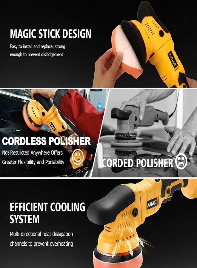 AUTIWOZ Cordless Car Buffer Polisher, 5-Inch Random Orbital Car Polisher for Car Detailing, Waxing, Polishing, Scratch Removing, 6 Variable Speed Car Polishing Kit - Image 5