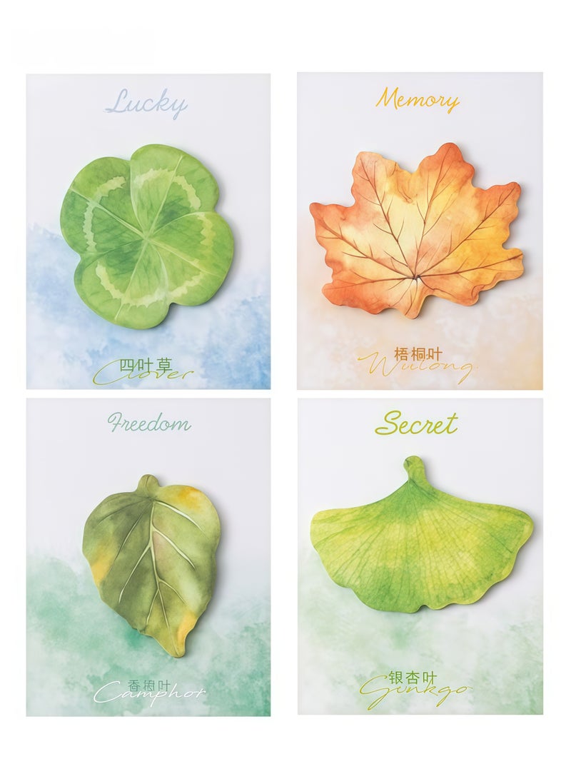 4 Pack Post-it Notes - 120 Pcs Leaf Shape Post-it Notes - Self-adhesive Notepad - Suitable for Homeschool, Office Supplies, Party Gifts - Image 1