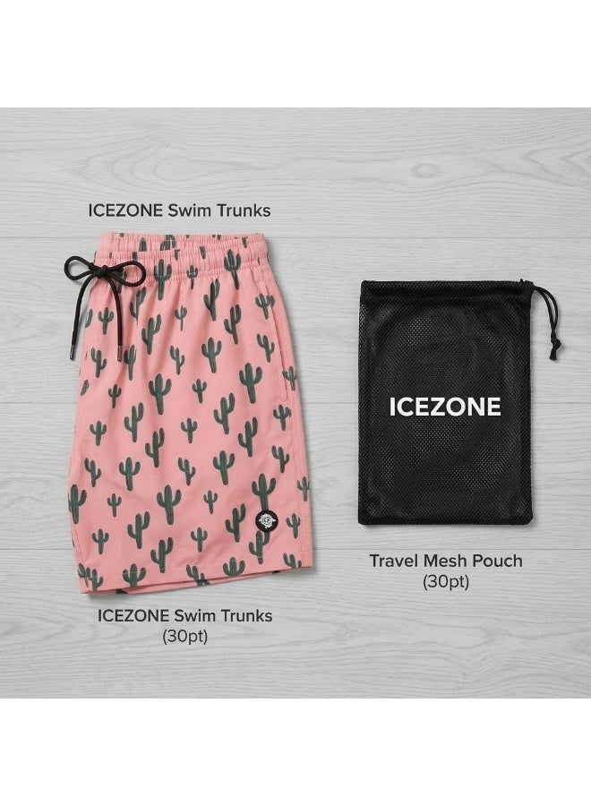 IceZone Men's Swim Trunks, Cactus Pink Desert Print, Quick Dry Swimming Shorts with Elastic Waistband - Image 3