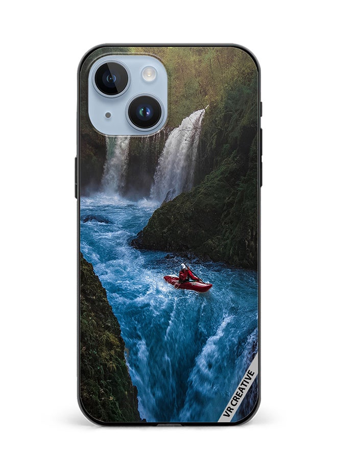 VR CREATIVE Protective Case Cover For Apple iPhone 15 Plus Bluish Waterfall Design Multicolour - Image 1
