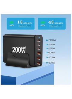 TecV 200W USB C Charger Block Multiple Ports, GaN III USB Charging Station 6 Ports Hub, Multi Port for Laptop MacBook iPad iPhone 15 Galaxy Google Pixel Motorola Dell AirPods Switch  - Image 3