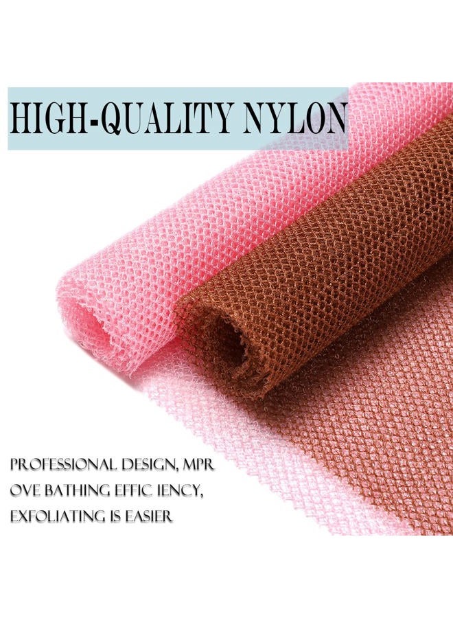JASSINS African Exfoliating Net, African Sponge Net,Body Exfoliating Long Net Shower Body Scrubber Back Scrubber Skin Smoother（Black+Coffee+Pink） - Image 2