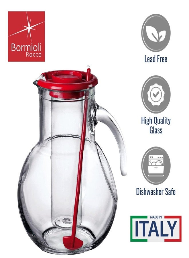 Bormioli Rocco Kufra Jug with Ice Container, Red Lid, 72 3/4 Ounce - Image 3