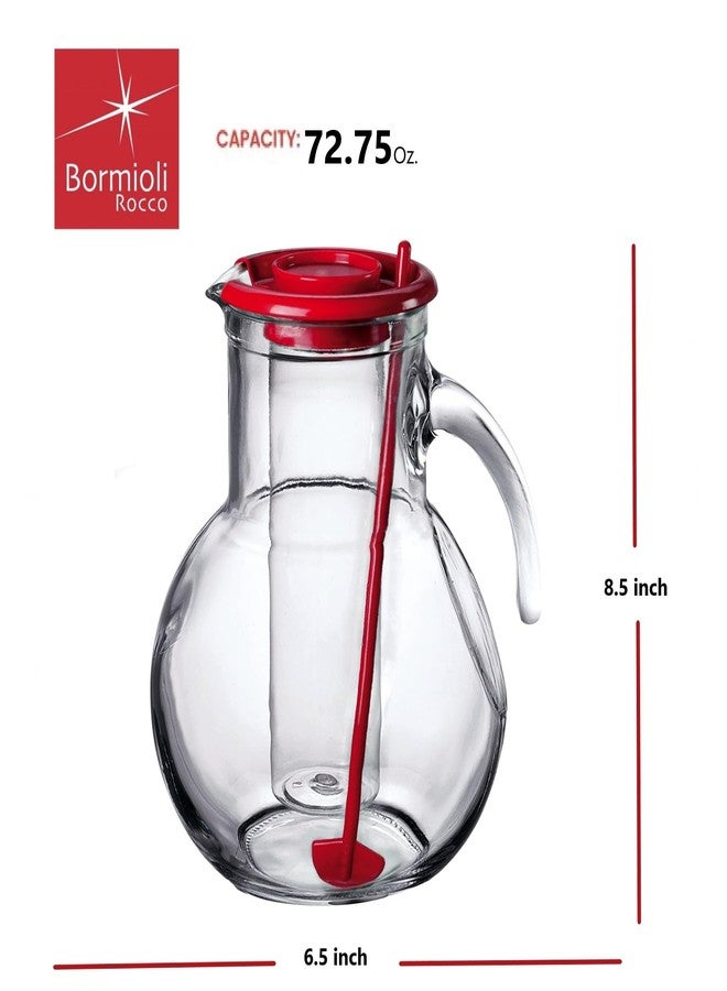 Bormioli Rocco Kufra Jug with Ice Container, Red Lid, 72 3/4 Ounce - Image 2