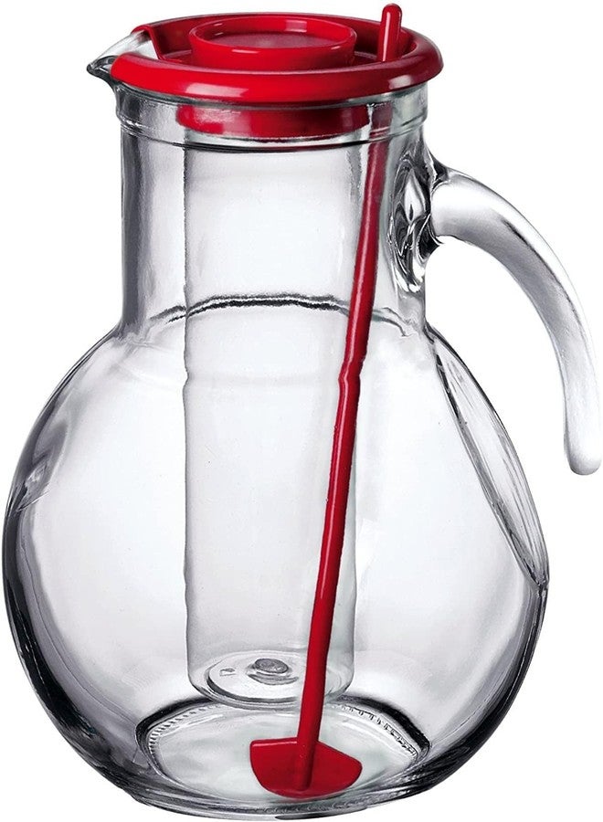 Bormioli Rocco Kufra Jug with Ice Container, Red Lid, 72 3/4 Ounce - Image 1