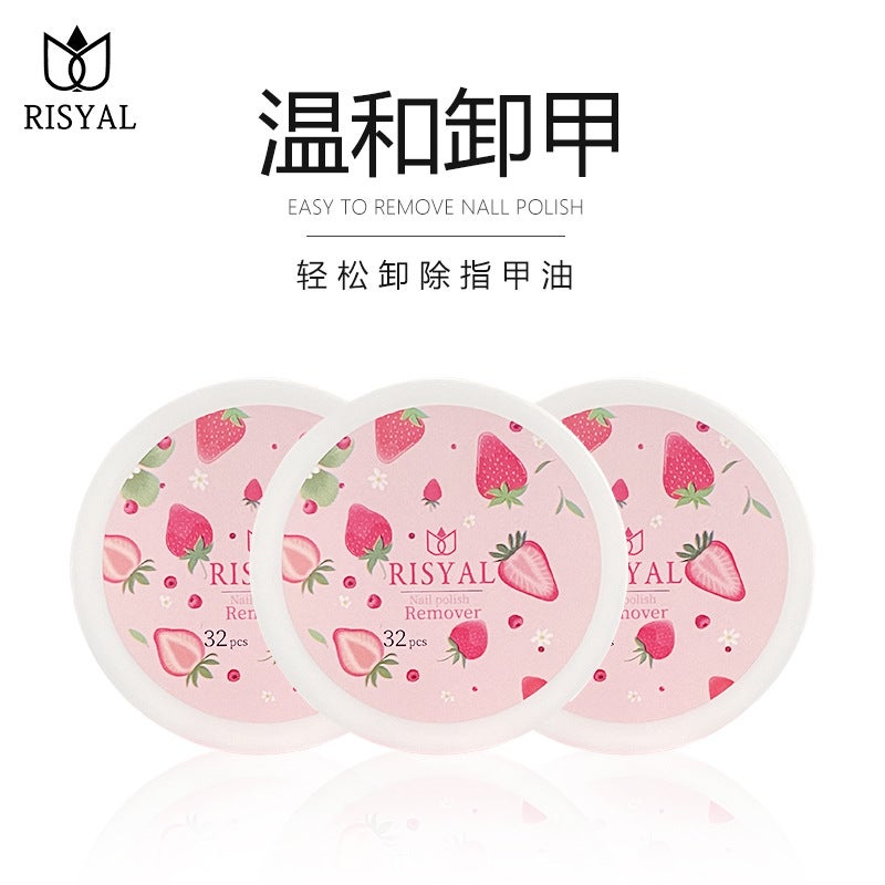 Risyal Strawberry Flavored Nail Polish Remover Wipes – 32 Pieces Boxed Pads - Image 3