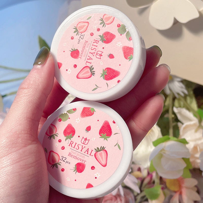 Risyal Strawberry Flavored Nail Polish Remover Wipes – 32 Pieces Boxed Pads - Image 4